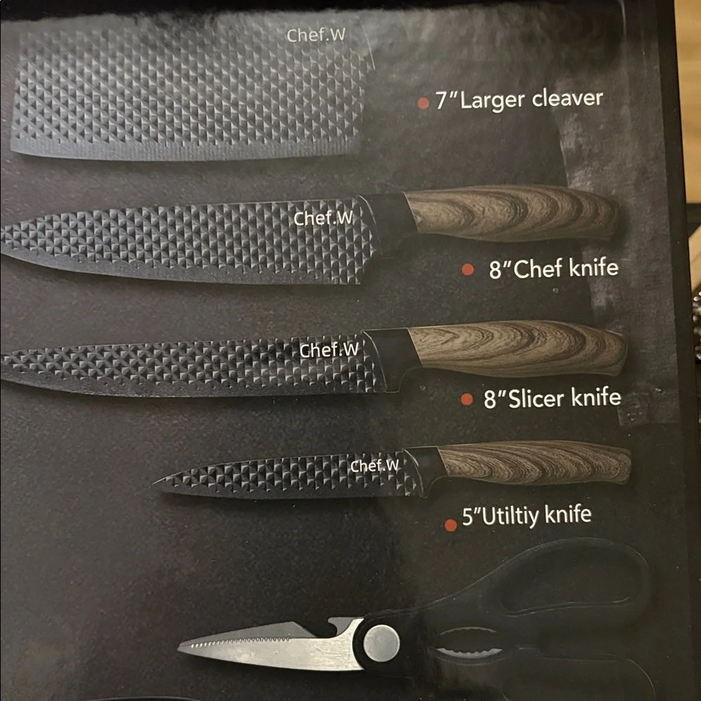 Black and Brown Kitchen Knife Set